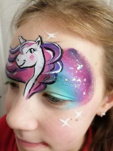 Painty McPaintface Facepainter Colchester Close Up Young Girl Unicorn