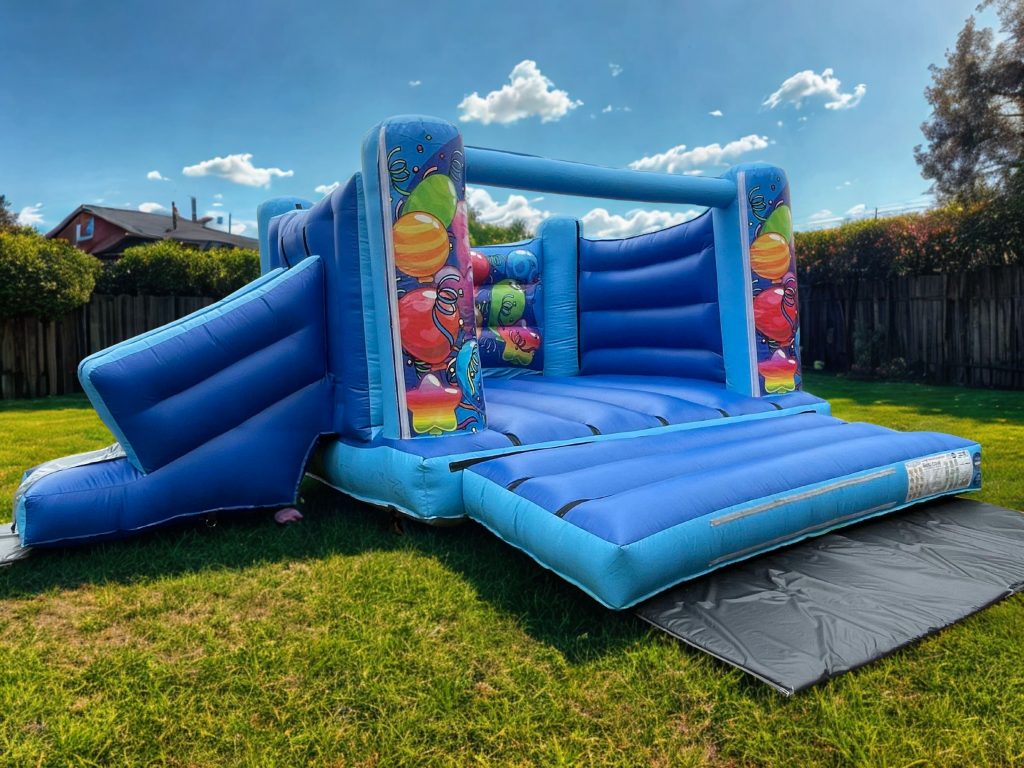 Large Blue Bouncy Castle With A Slide Colchester