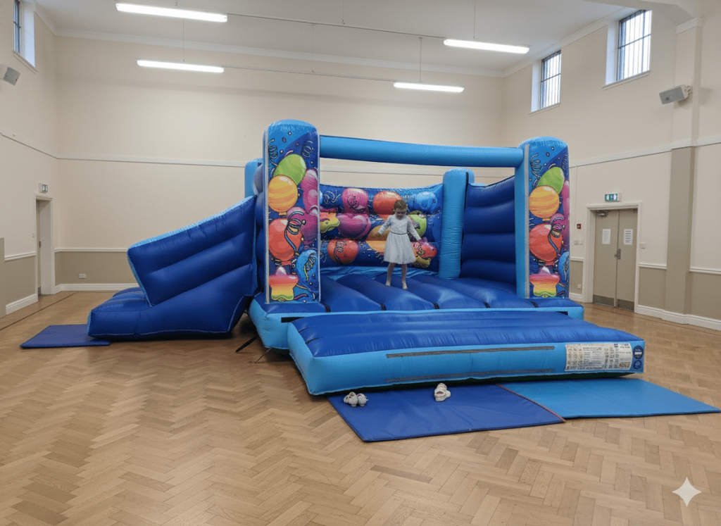 Indoor Bouncy Castle Hire Low Ceiling Bouncy Castle With a Slide-min