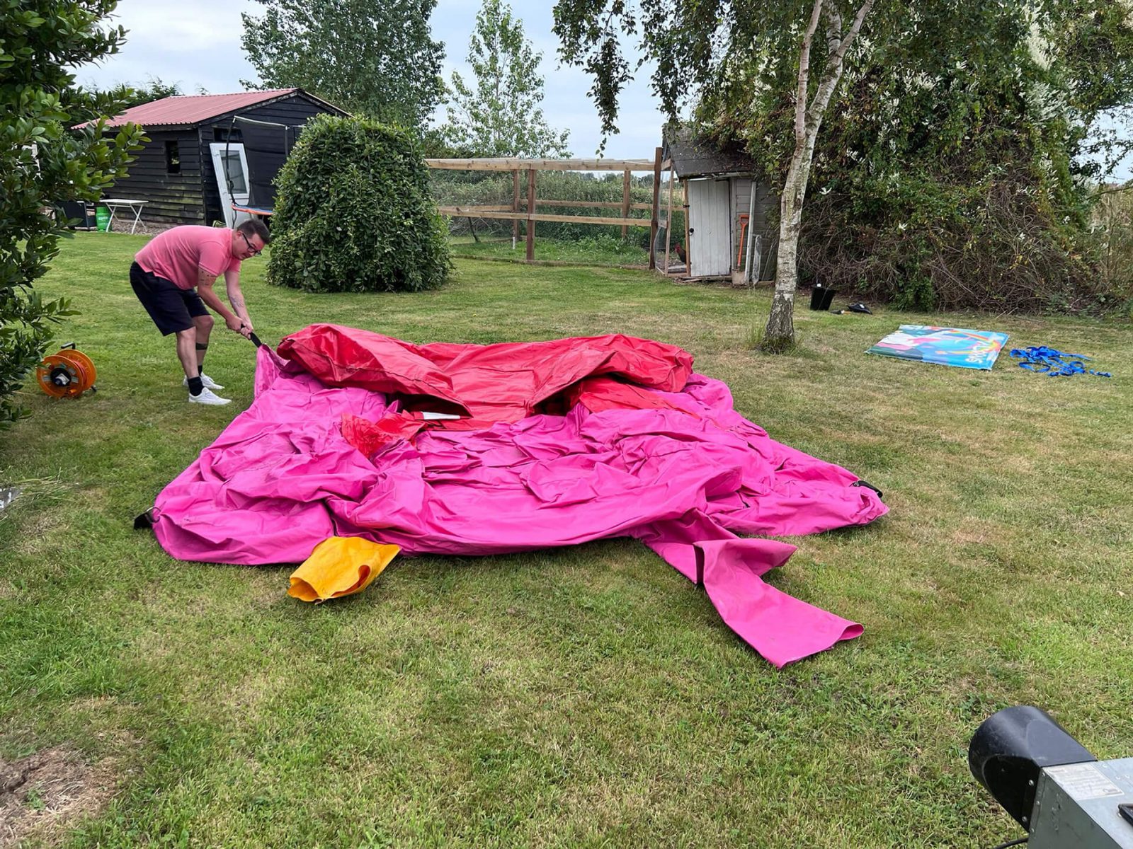 GabSav_s Party Hire James Setting Up Pink Castle